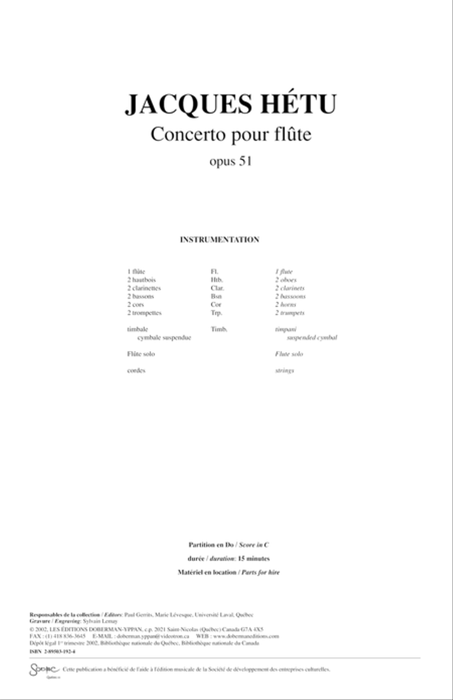 Concerto for flute op. 51 (score) Orchestra scores gallery preview page 1