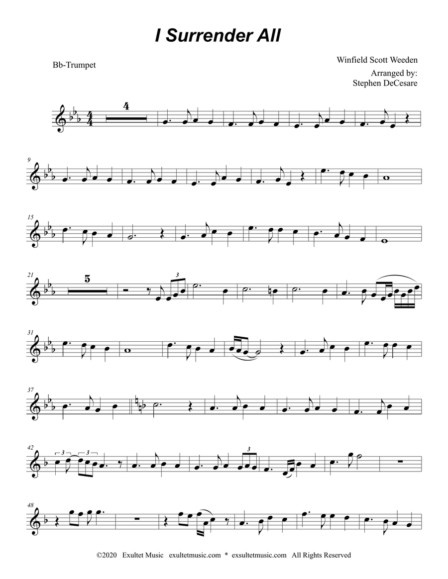 I Surrender All (Bb-Trumpet solo and Piano) Trumpet Solo scores gallery preview page 5
