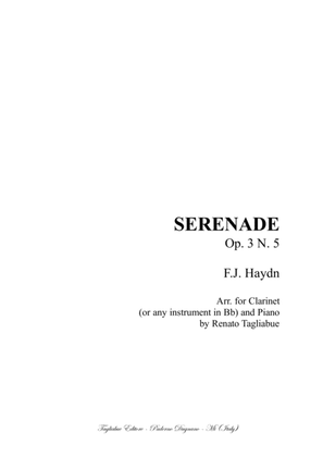 Book cover for SERENADE Op. 3 N. 5 - F.J. Haydn - Arr. for Clarinet in Bb and Piano
