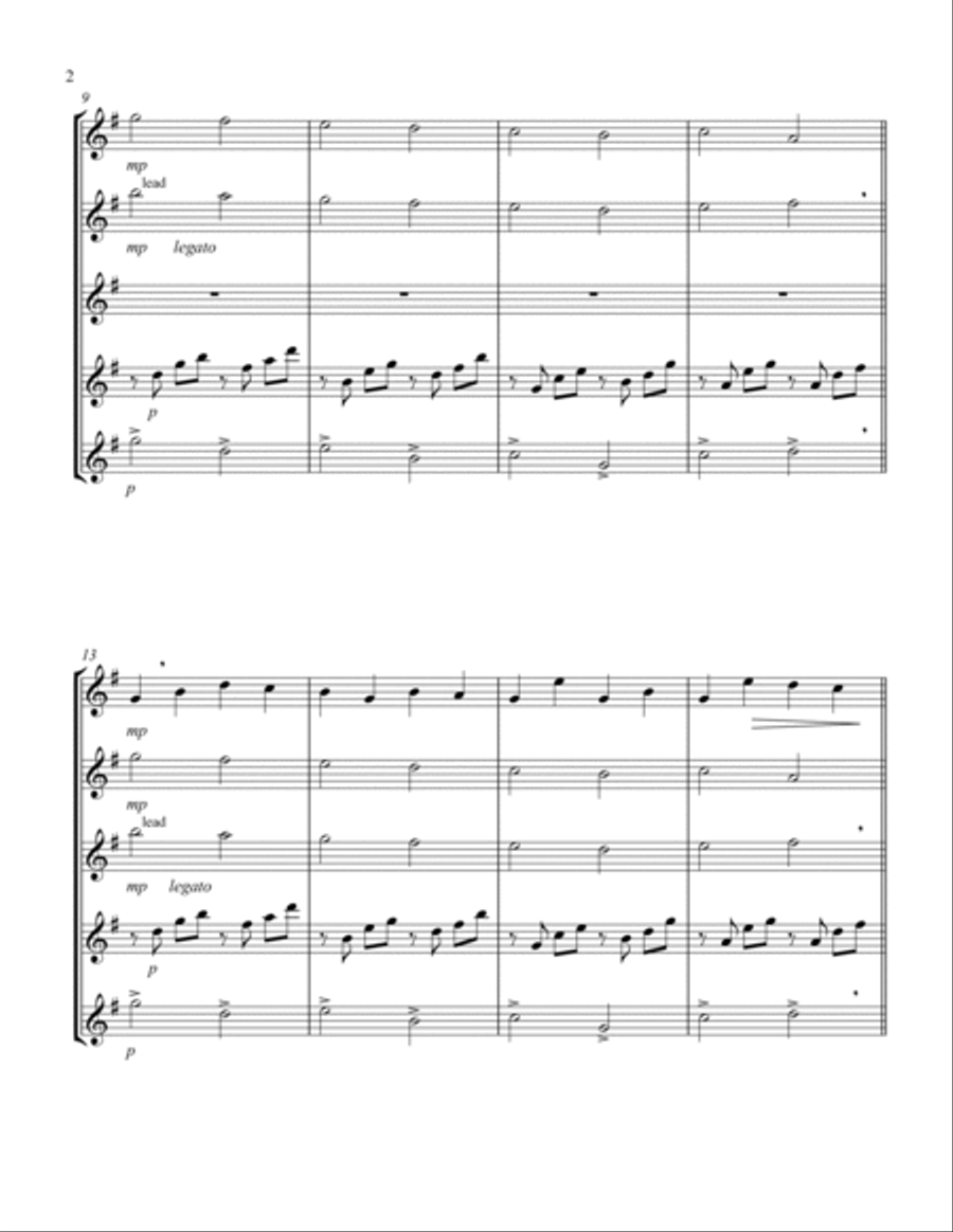 Canon (Pachelbel) (Bb) (Alto Saxophone Quintet) Saxophone Quintet scores gallery preview page 2