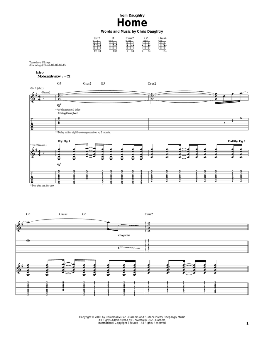 Home Acoustic Guitar scores gallery preview page 1
