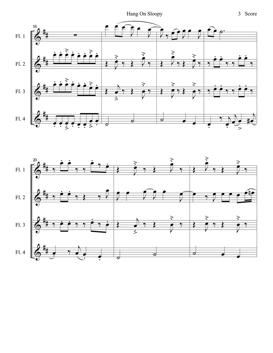 Hang On Sloopy Hang On Sloopy Woodwind Quartet scores gallery preview page 4