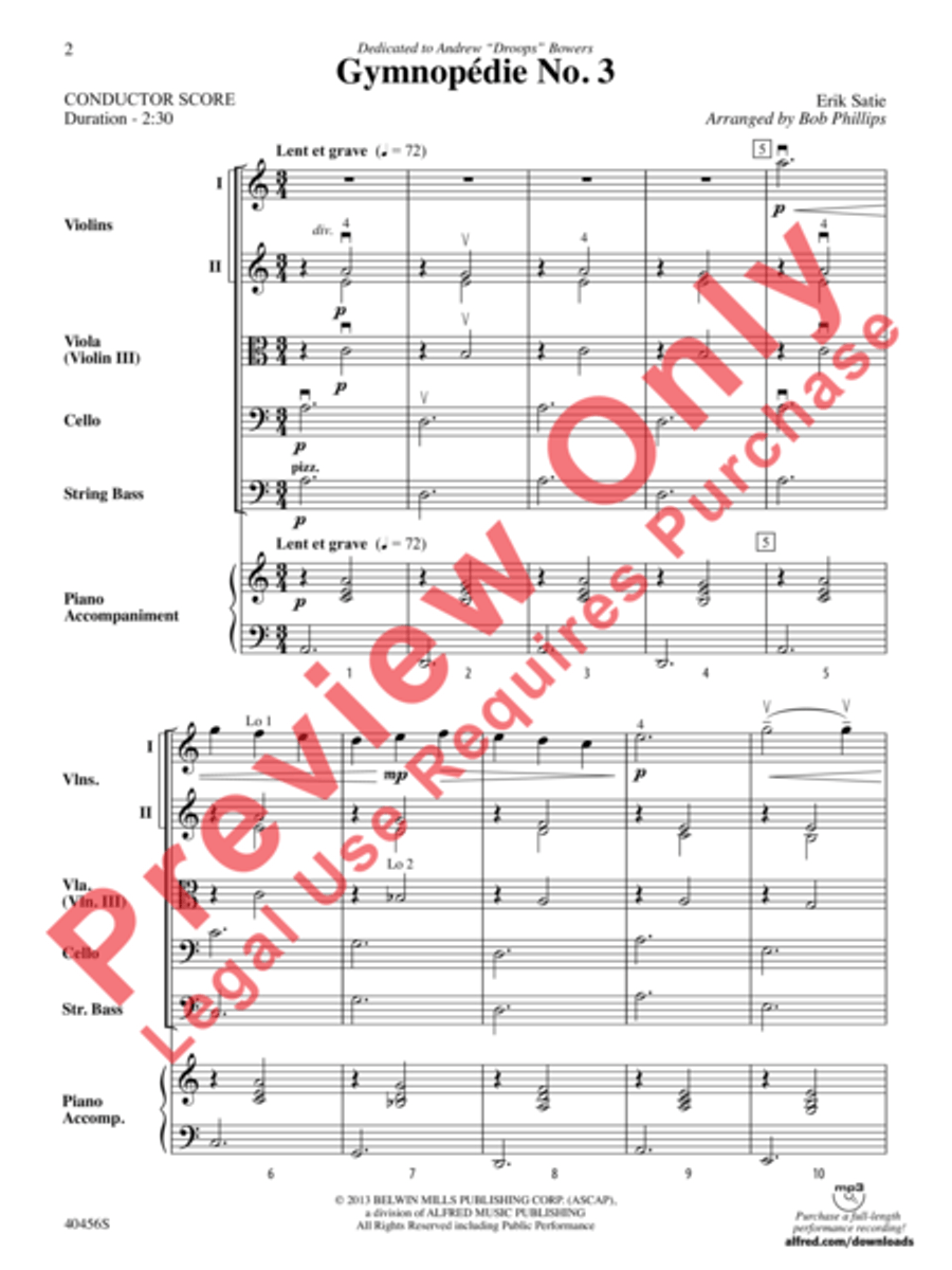 Gymnopédie No. 3 Gymnopédie No. 3 String Orchestra scores gallery preview page 3