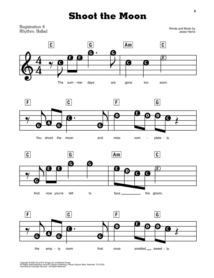Shoot The Moon Electronic Keyboard scores gallery preview page 1