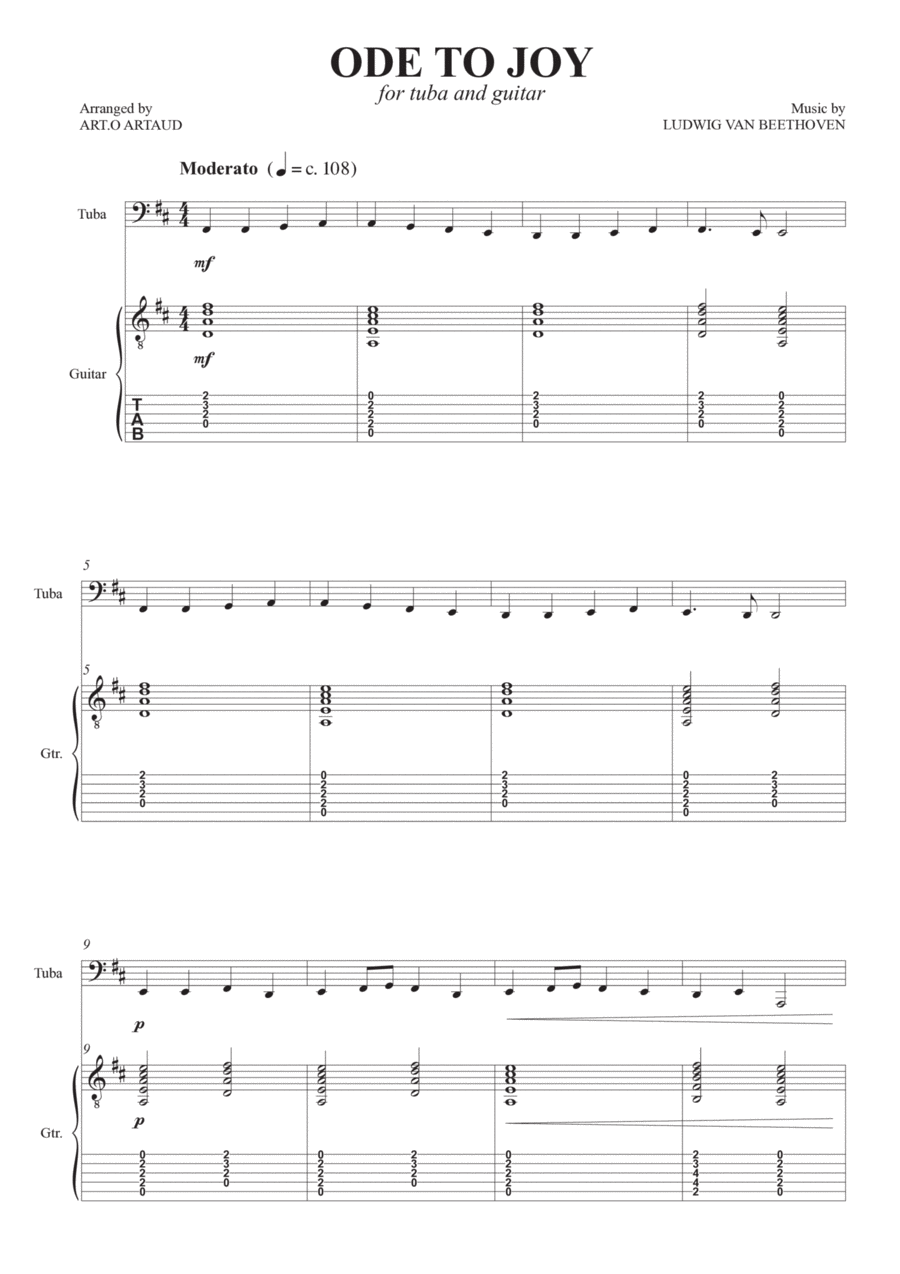 Ode to Joy Tuba scores gallery preview page 1