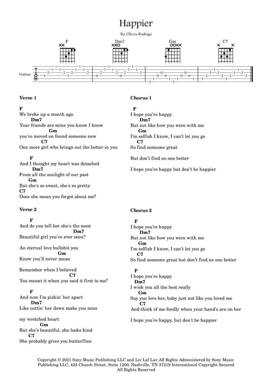 Happier Electric Guitar scores gallery preview page 1