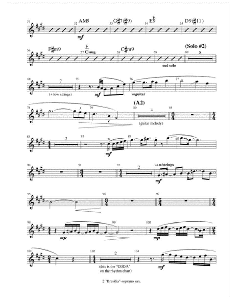 Brasilia (Lead Sheet & Parts) Guitar Ensemble scores gallery preview page 6