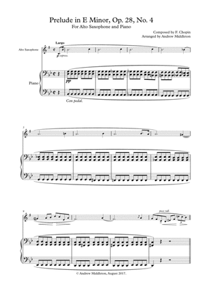Prelude in E Minor, Op. 28, No. 4 arranged for Alto Saxophone and Piano