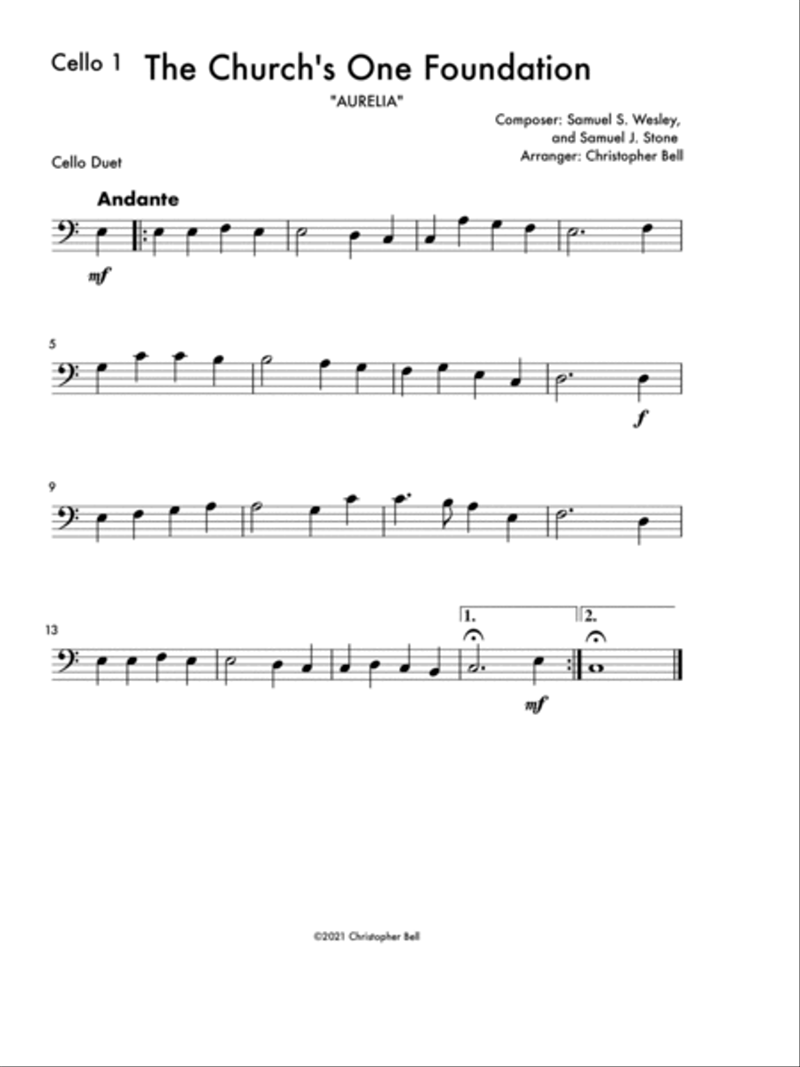 The Church's One Foundation - Cello Duet String Duet scores gallery preview page 2