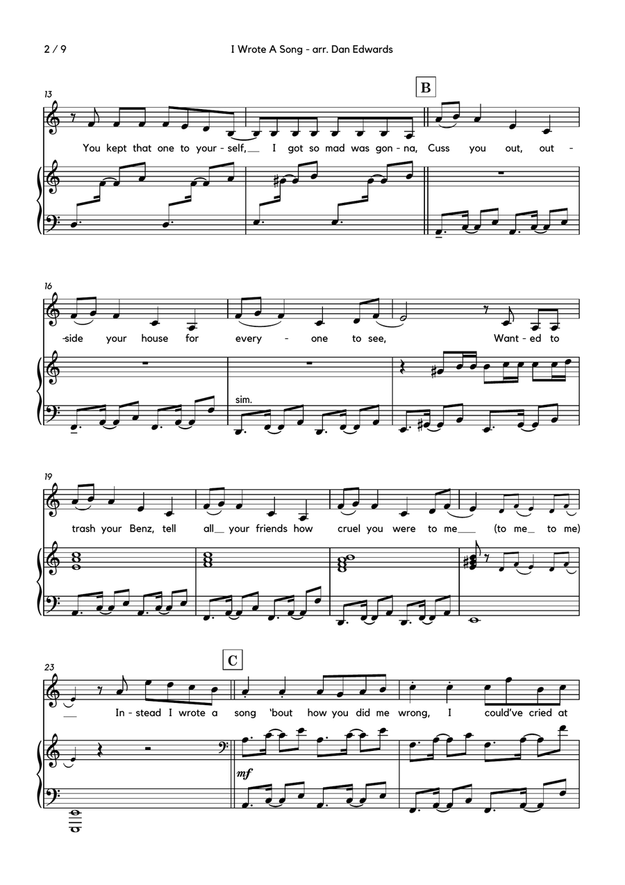 I Wrote A Song I Wrote A Song Voice scores gallery preview page 2