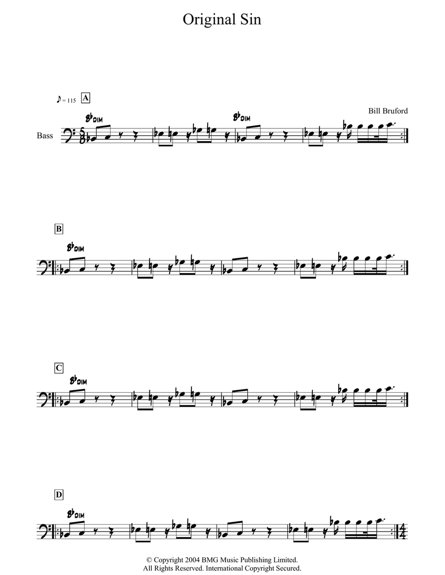 Original Sin Original Sin Bass Guitar scores gallery preview page 1