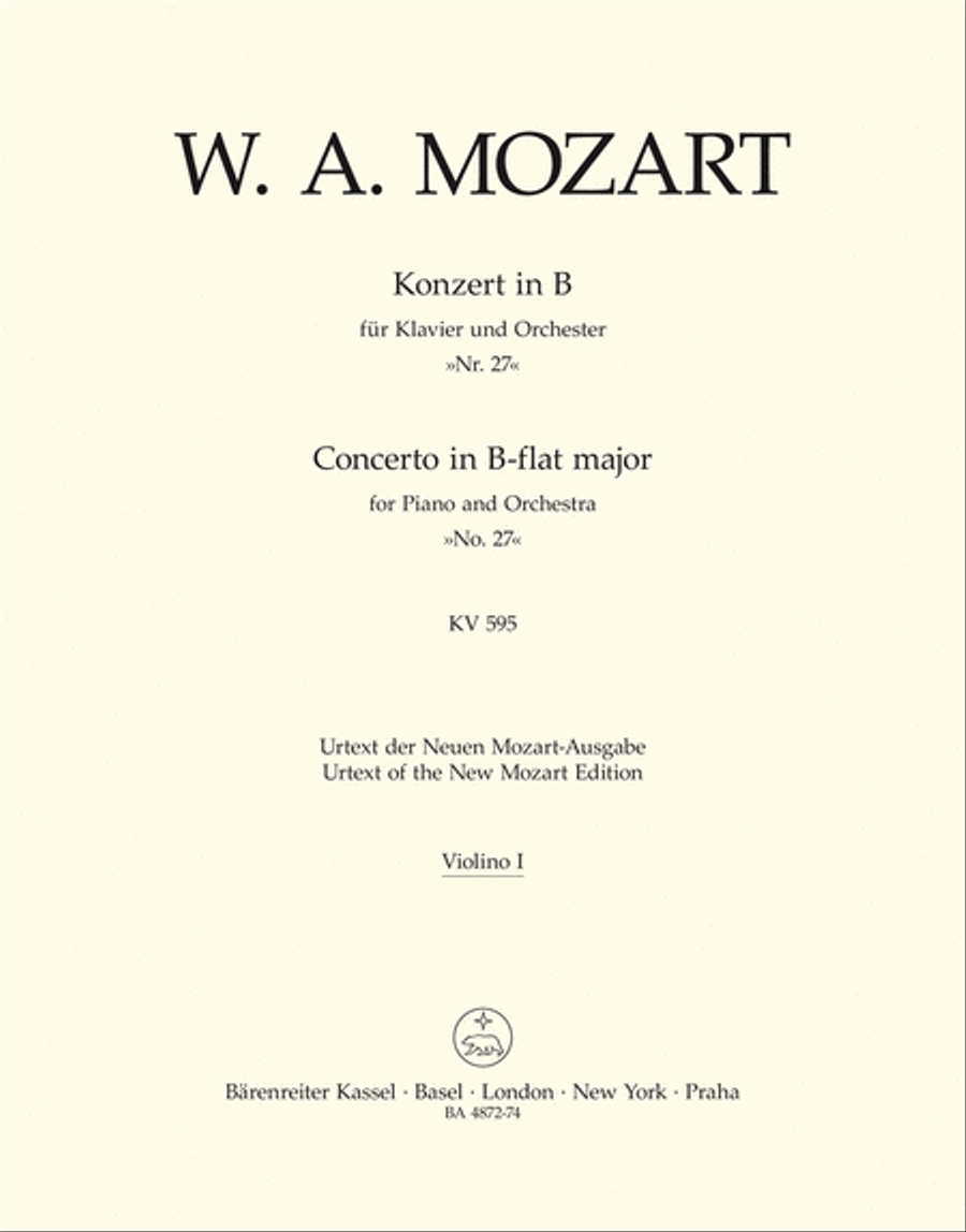 Concerto for Piano and Orchestra, No. 27 B flat major, KV 595 Orchestra scores gallery preview page 1