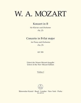 Book cover for Concerto for Piano and Orchestra, No. 27 B flat major, KV 595