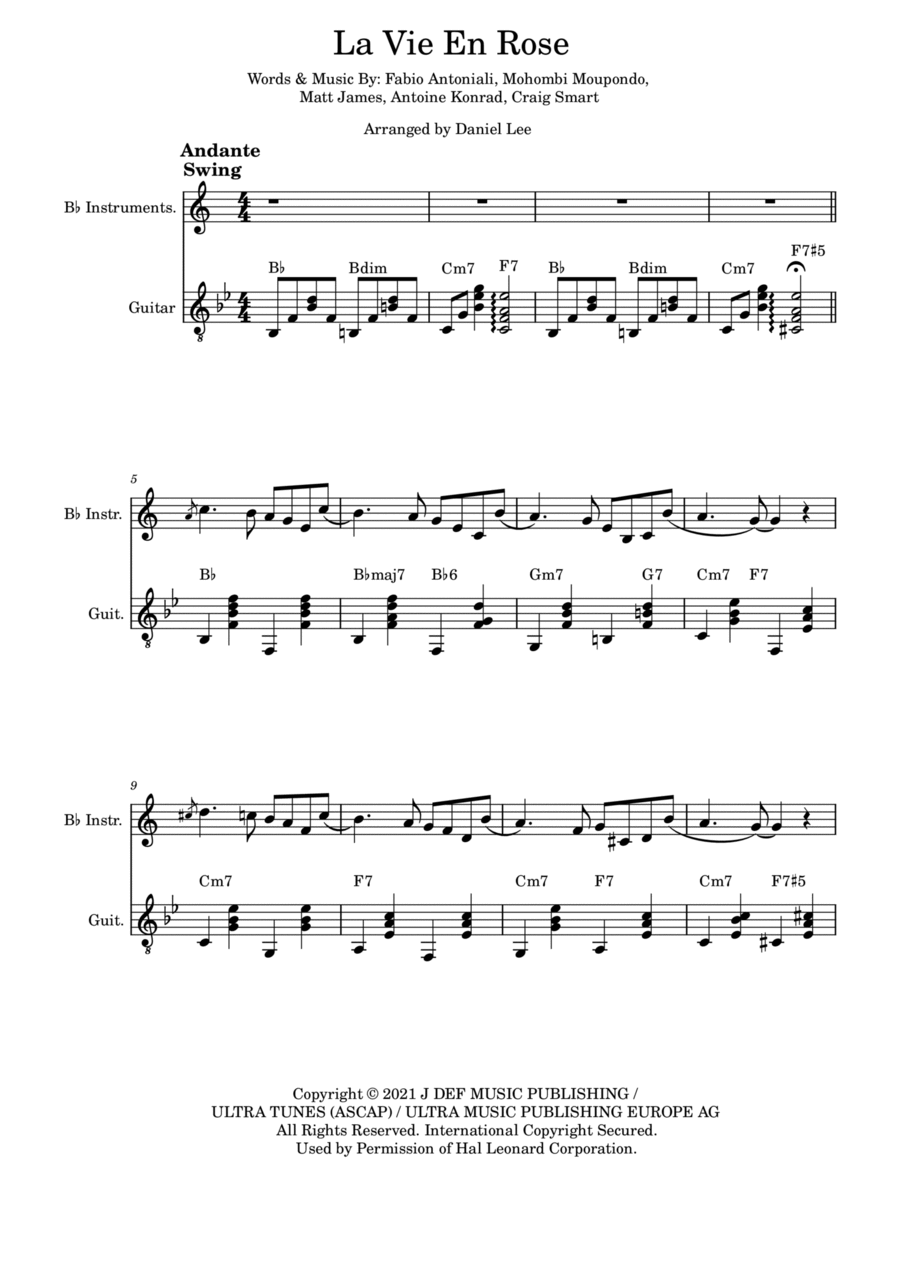 La Vie En Rose Acoustic Guitar scores gallery preview page 1