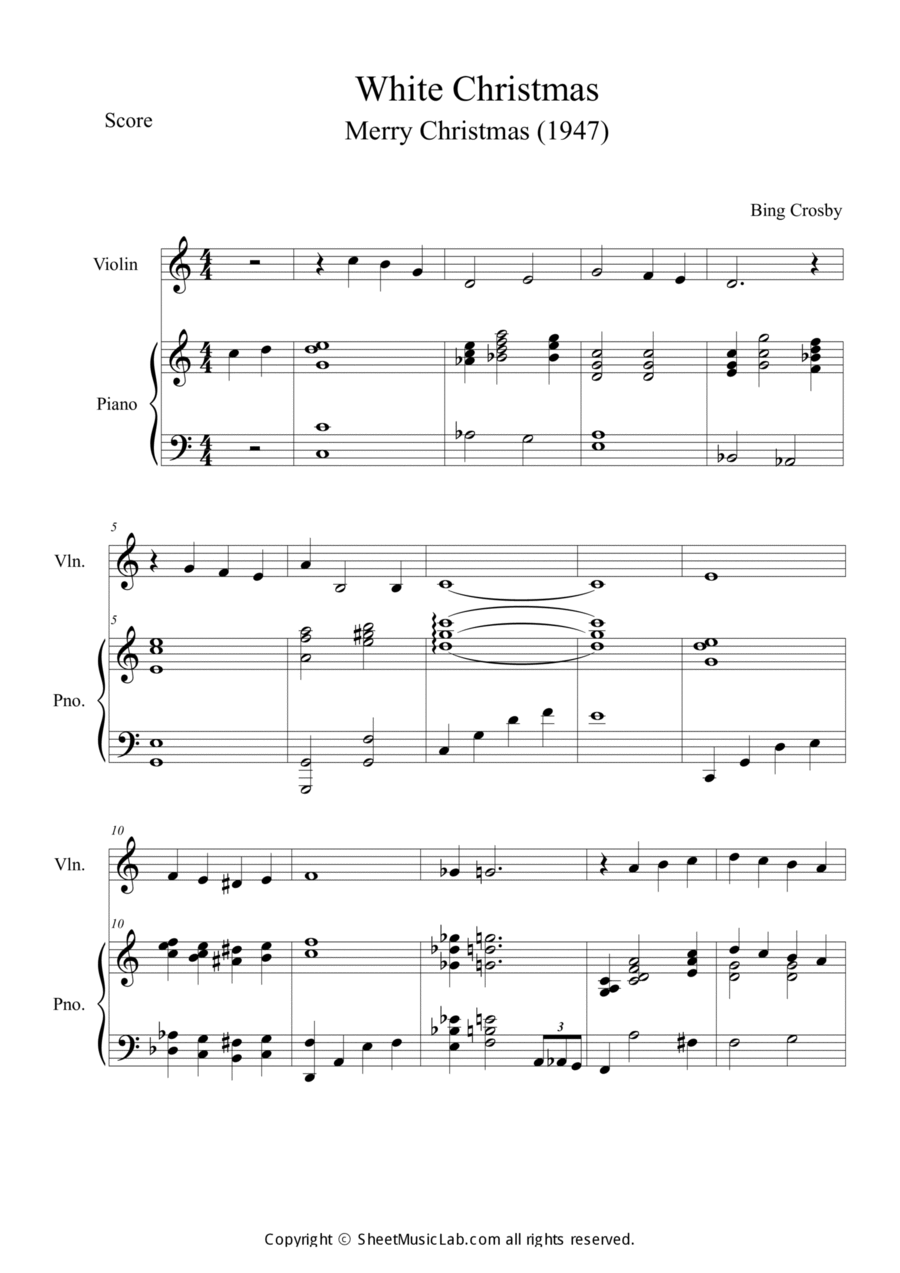 I'm Dreaming Of A White Christmas Violin Solo scores gallery preview page 1