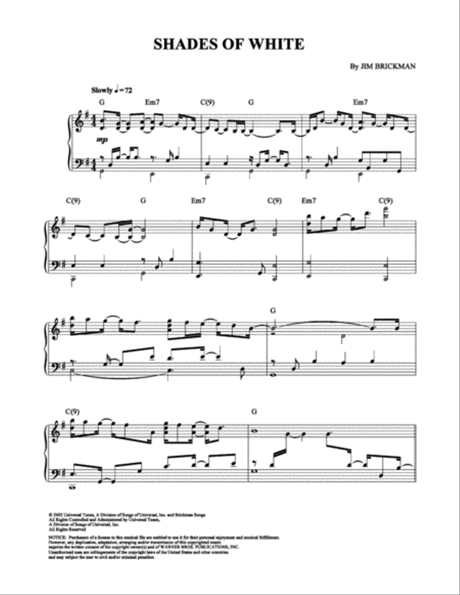 Shades of White Shades of White Piano Solo scores gallery preview page 1