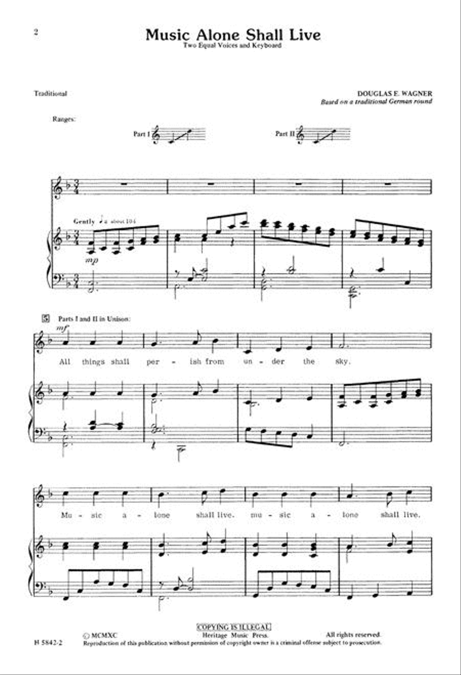 Music Alone Shall Live 2-Part scores gallery preview page 2