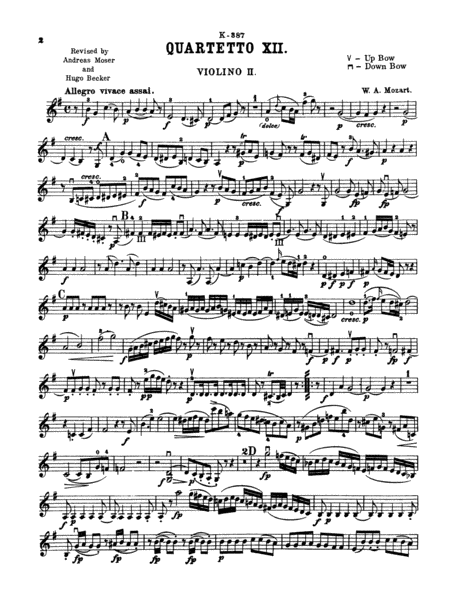 Ten Famous Quartets, K. 387, 421, 428, 458, 464, 465, 499, 575, 589, 590: 2nd Violin