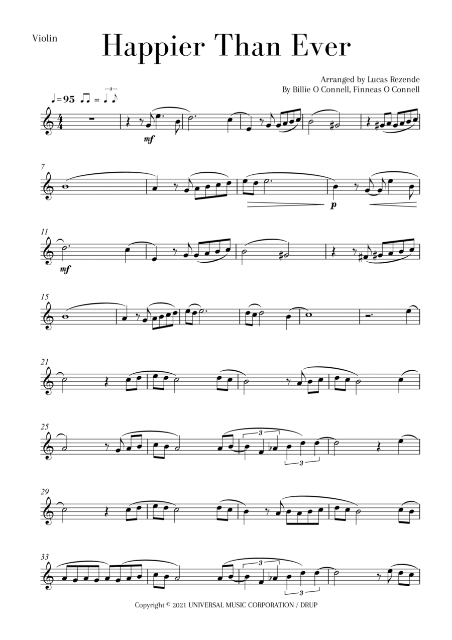 Happier Than Ever Violin Solo scores gallery preview page 1