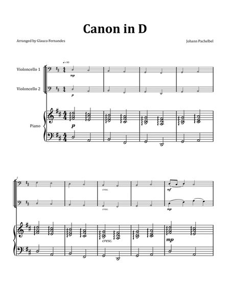 Canon by Pachelbel - Cello Duet with Piano image number null