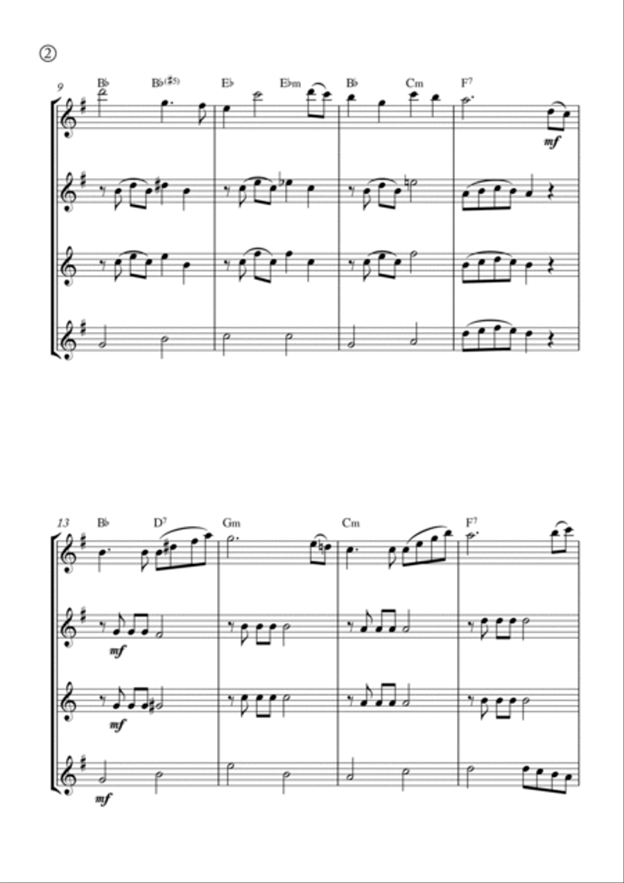 Hymne A L'amour Saxophone Quartet scores gallery preview page 2