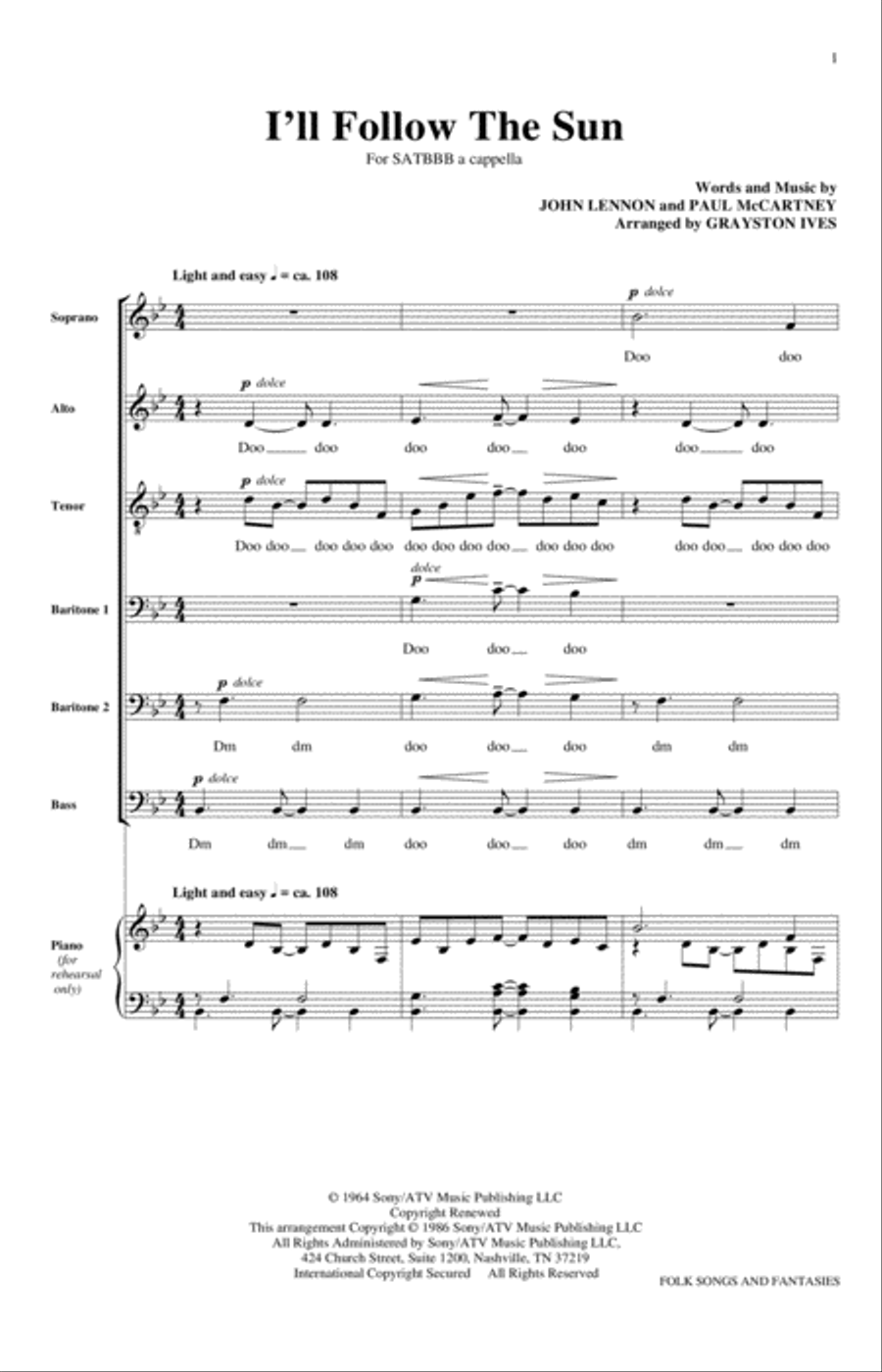 I'll Follow The Sun 4-Part scores gallery preview page 1
