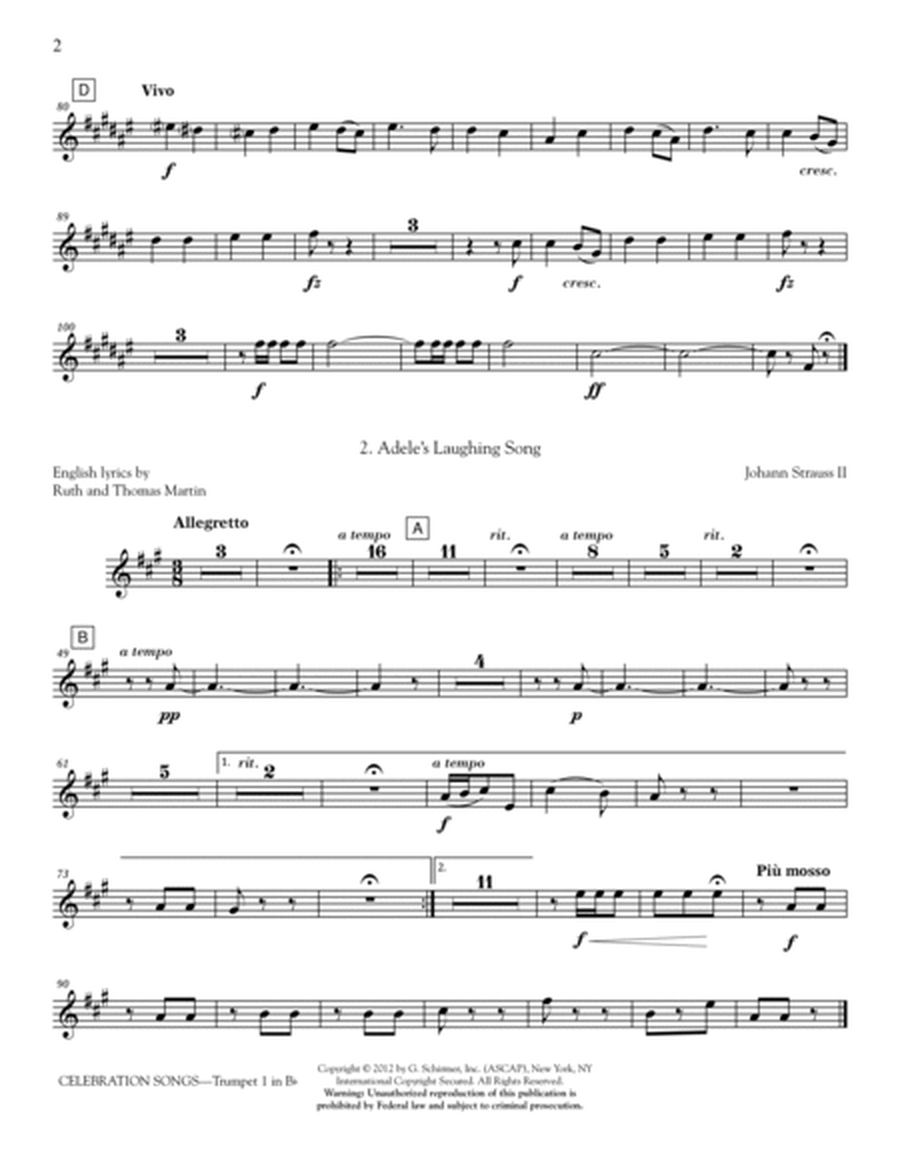Celebration Songs (from Die Fledermaus) - Trumpet 1 in Bb