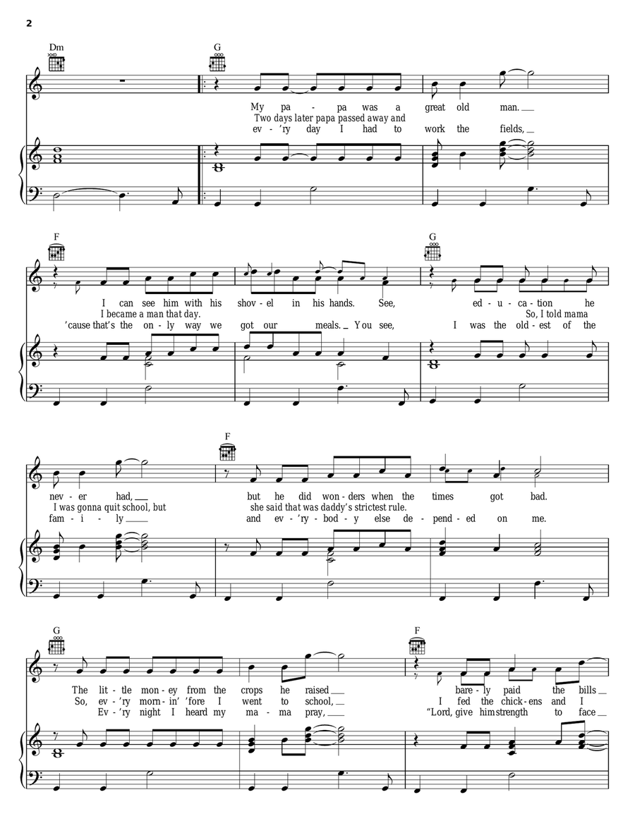 Patches Piano, Vocal, Guitar scores gallery preview page 2