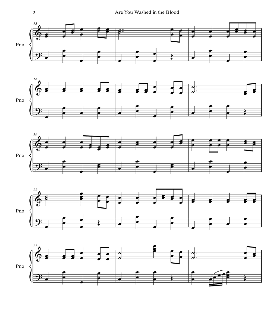 Are You Washed in the Blood? Piano Solo scores gallery preview page 3