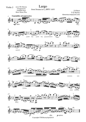 Book cover for Bach - Largo - 2nd. Violin Part - Suzuki Bk.8