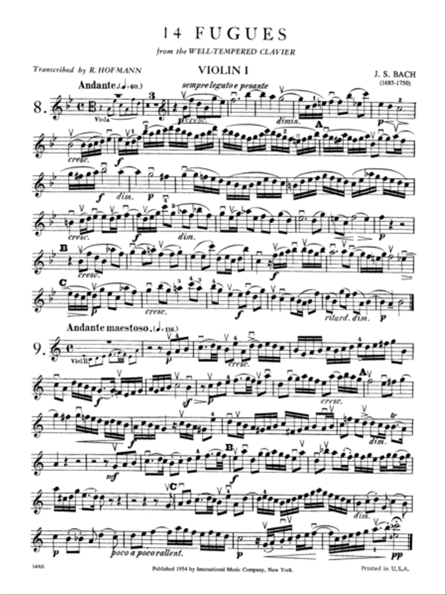 14 Fugues (From The Well-Tempered Clavier) Volume II String Quartet scores gallery preview page 2