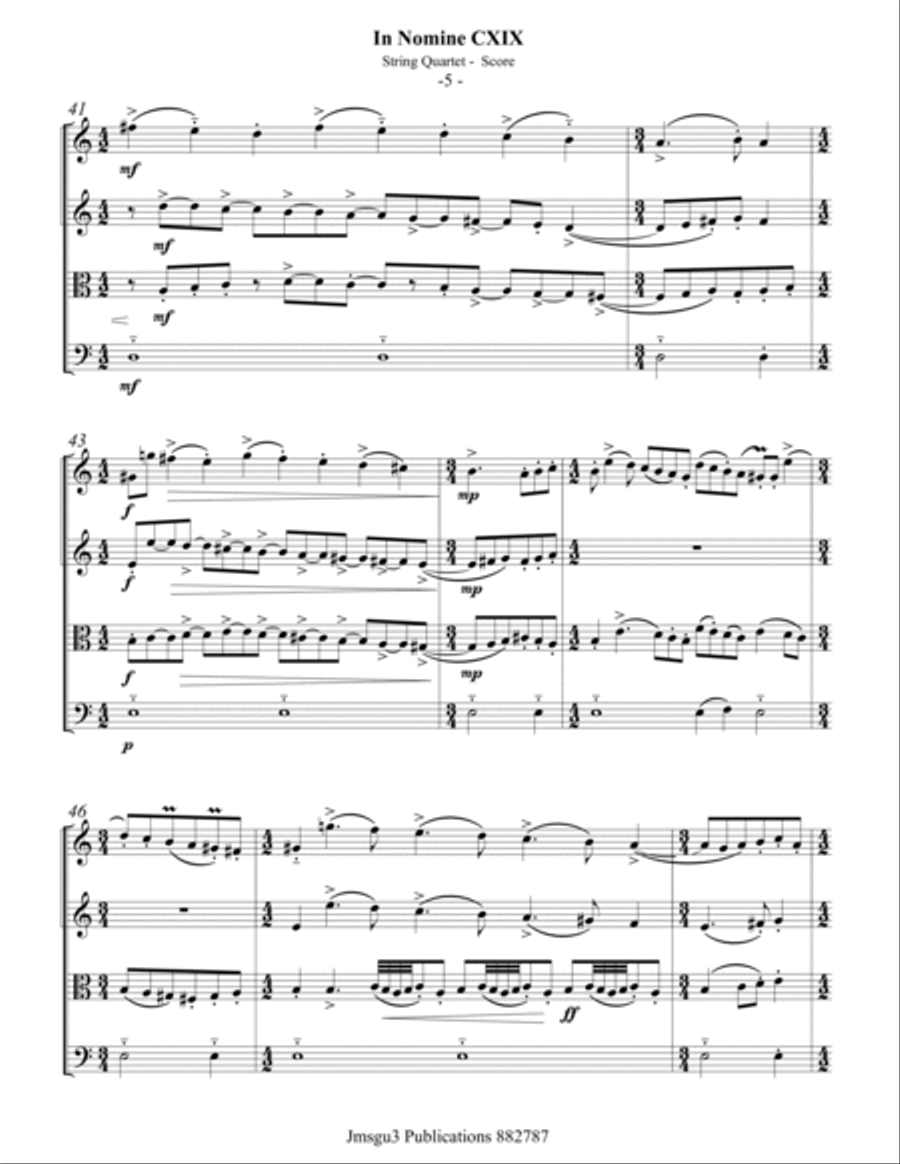 Bull: In Nomine CXIX for String Quartet - Score Only String Quartet scores gallery preview page 5