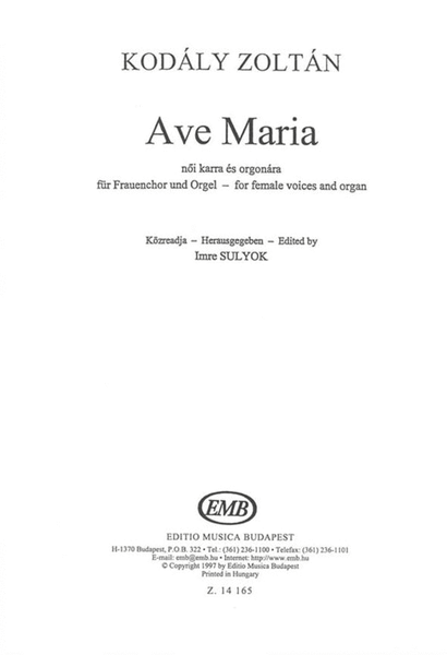 Ave Maria für Frauenchor und Orgel