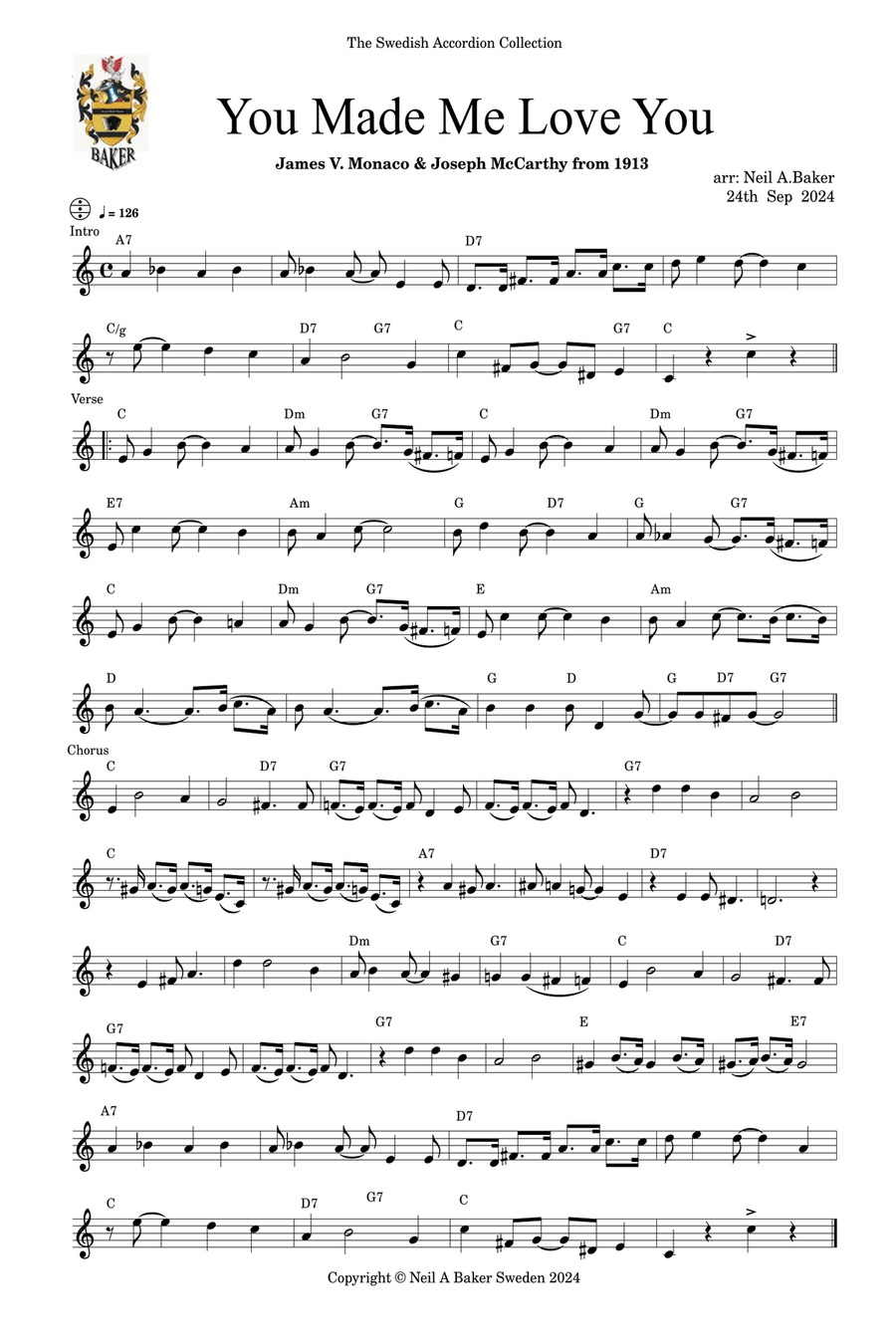 You Made Me Love You - Easy Version Accordion scores gallery preview page 1