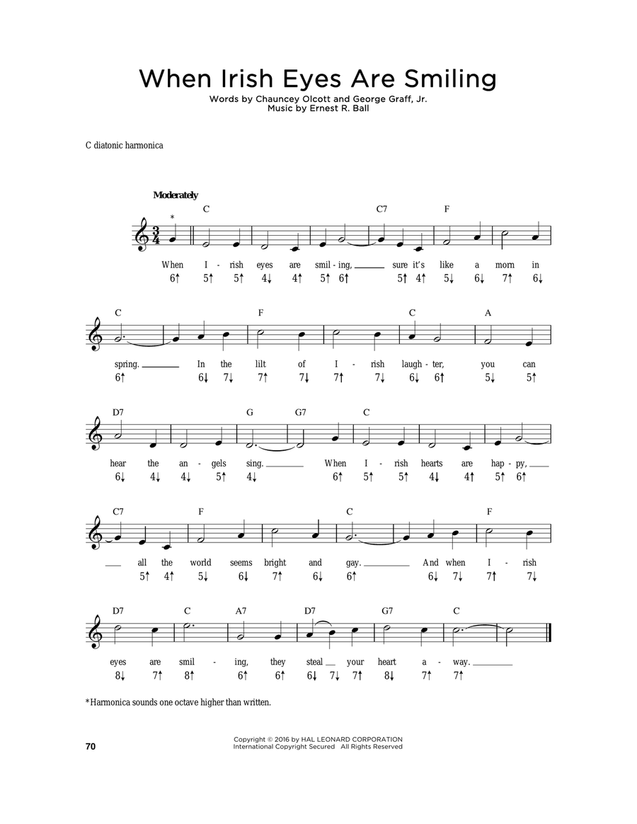 When Irish Eyes Are Smiling Harmonica scores gallery preview page 1