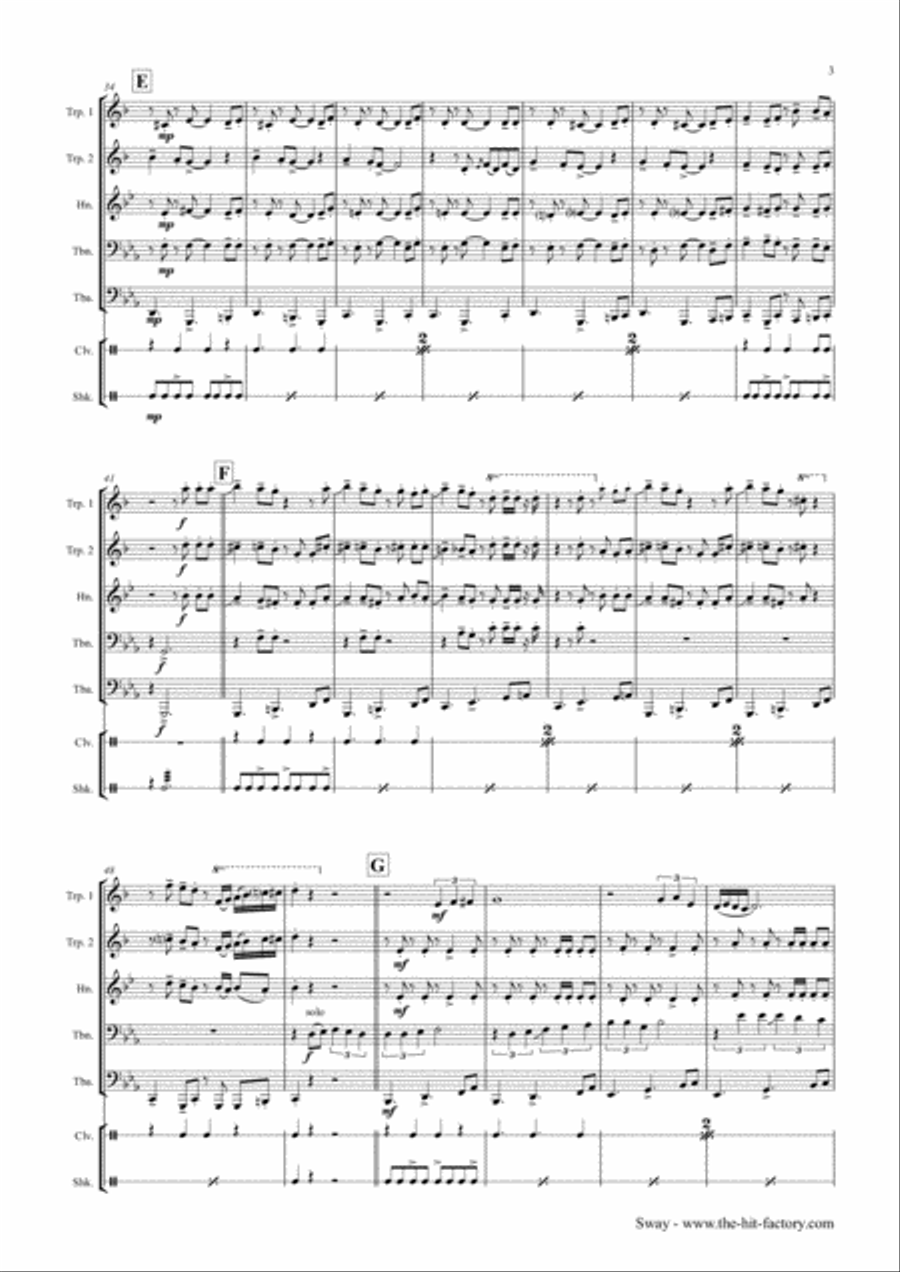 Sway (Quien Sera) Euphonium scores gallery preview page 3