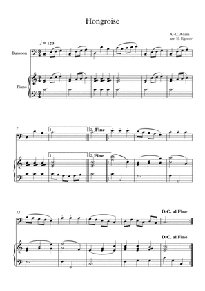 Hongroise, Adolphe-Charles Adam, For Bassoon & Piano