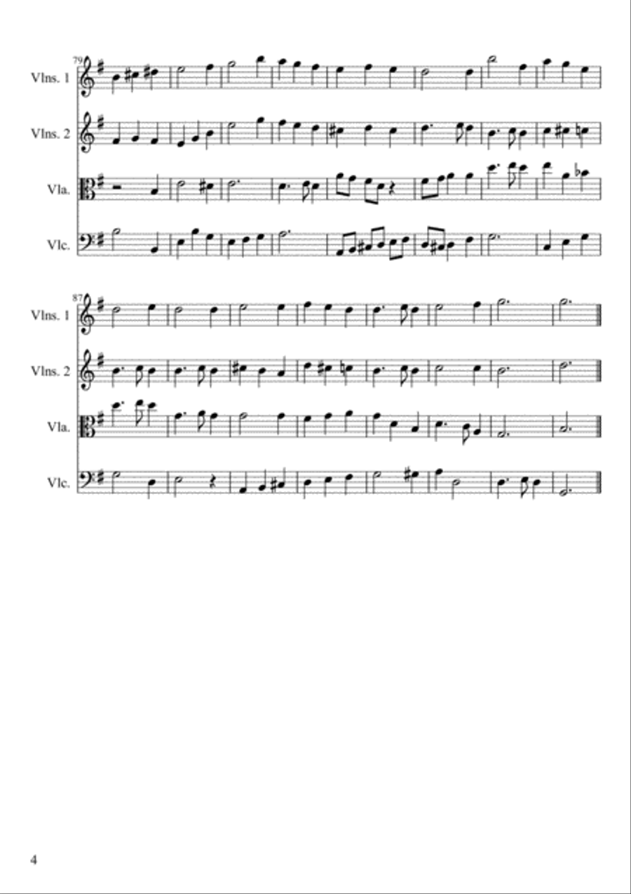 It Came Upon a Midnight Clear, Score and Parts String Quartet scores gallery preview page 4