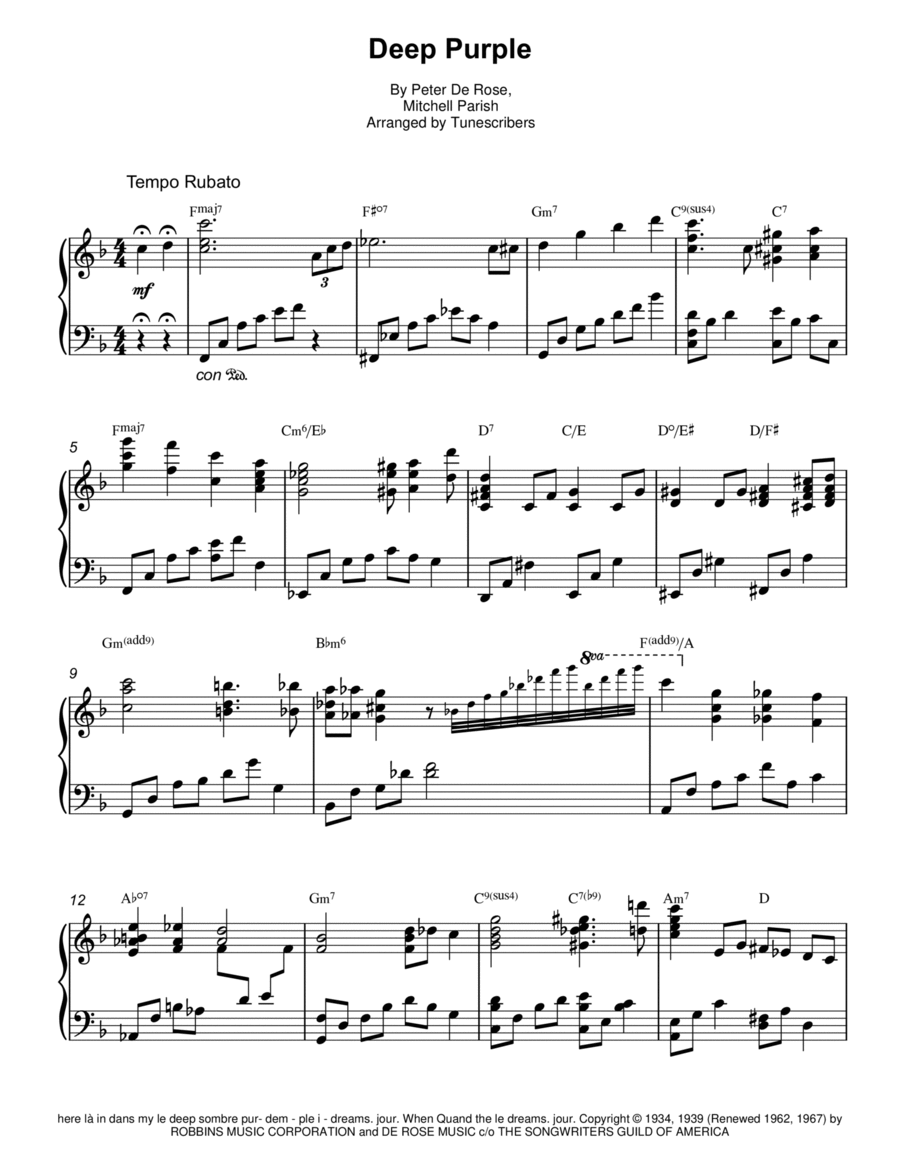 Deep Purple Piano Solo scores gallery preview page 1