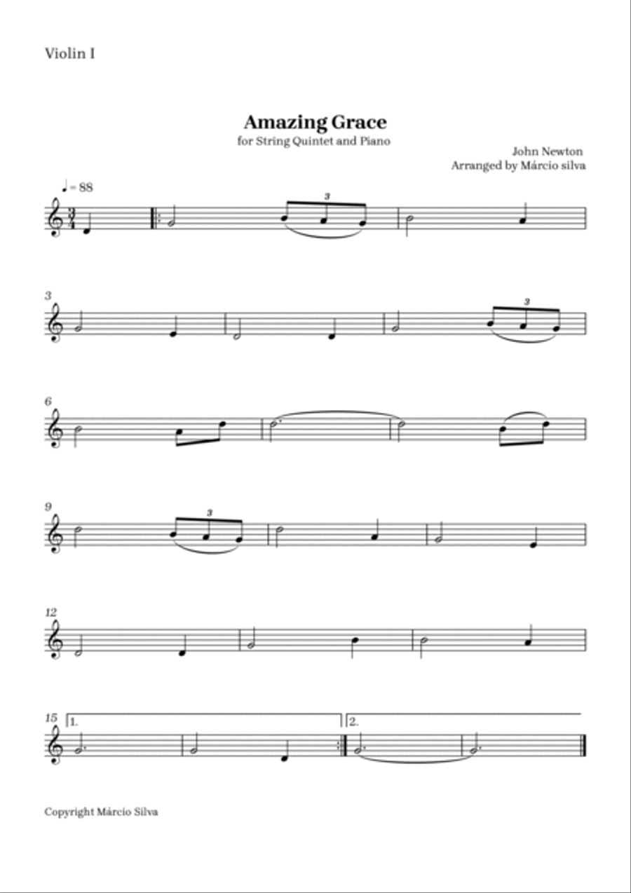 Amazing grace String Quintet scores gallery preview page 3