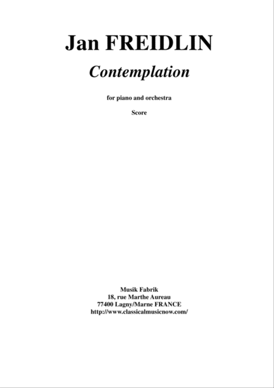 Jan Freidlin: Centemplation for piano and string orchestra, score only Chamber Orchestra scores gallery preview page 1