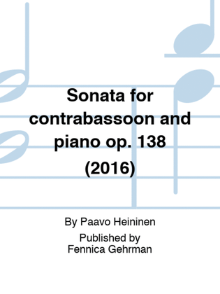 Book cover for Sonata for contrabassoon and piano op. 138 (2016)