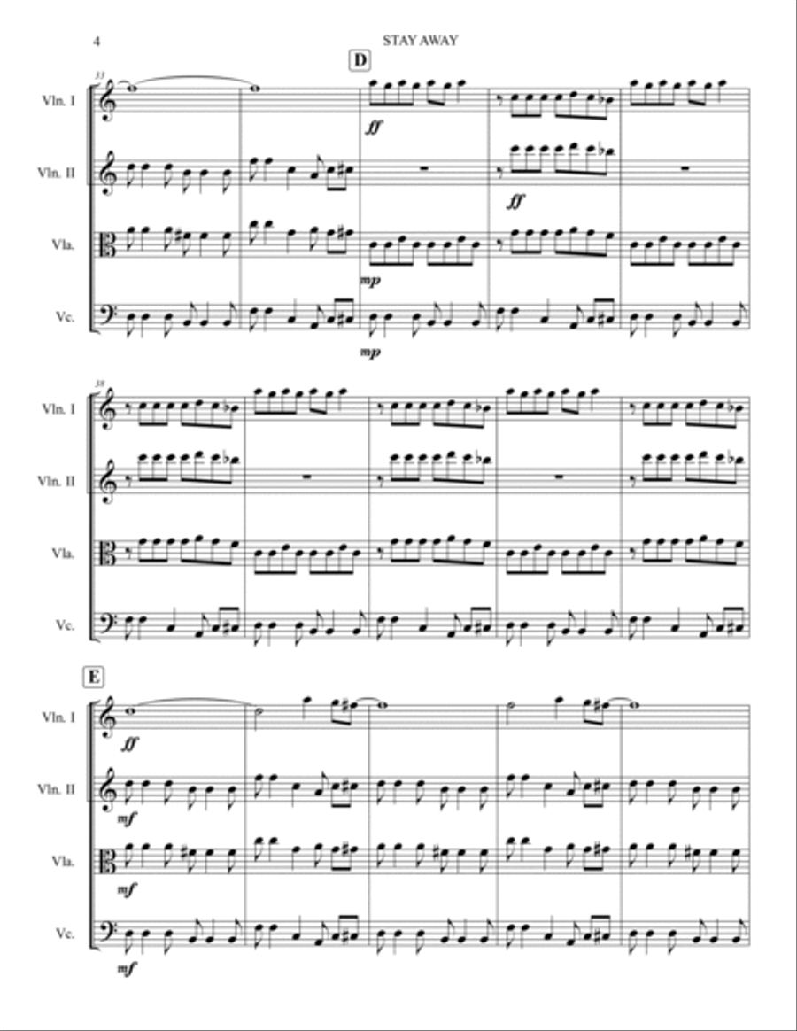 Stay Away String Quartet scores gallery preview page 4