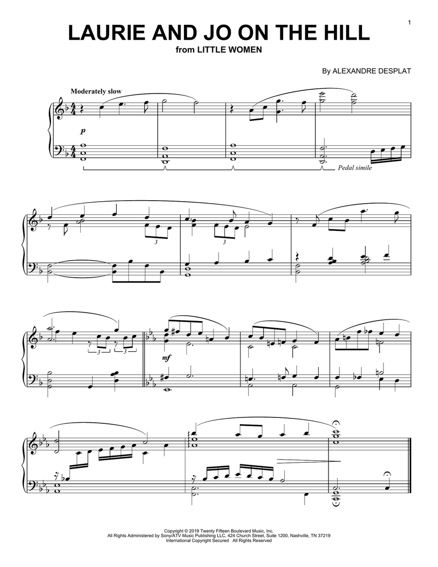 Laurie And Jo On The Hill (from the Motion Picture Little Women) Piano Solo scores gallery preview page 1