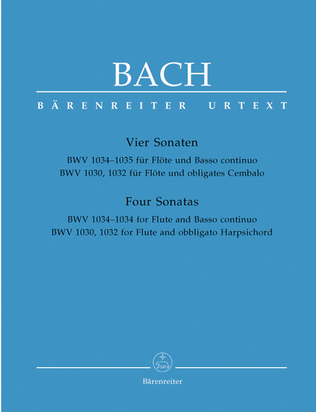 Book cover for Four Flute Sonatas - BWV 1030, 1032, 1034, 1035