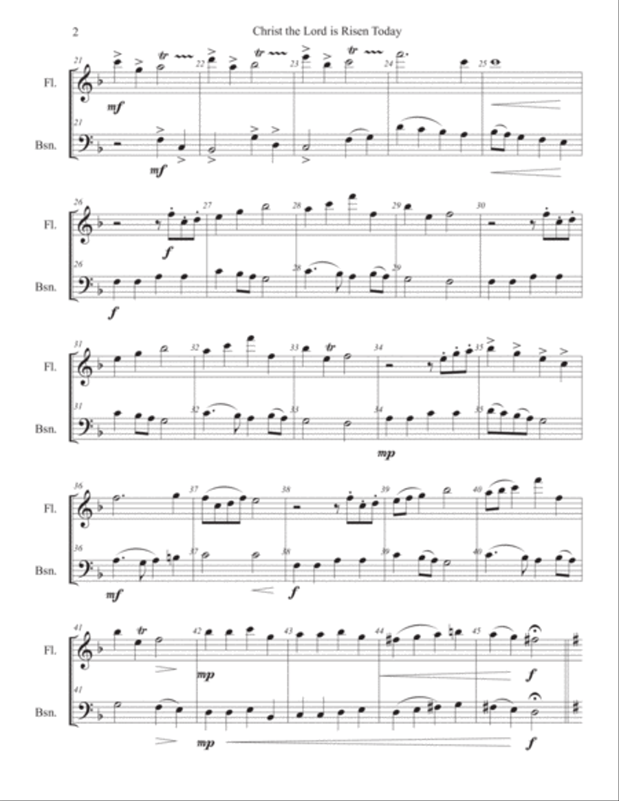 Christ the Lord Is Risen Today for Flute and Bassoon Small Ensemble scores gallery preview page 4