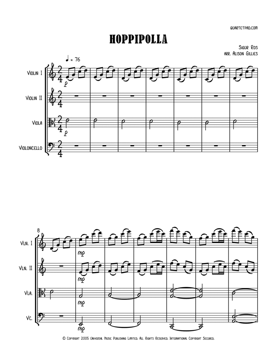 Hoppipolla String Quartet scores gallery preview page 1