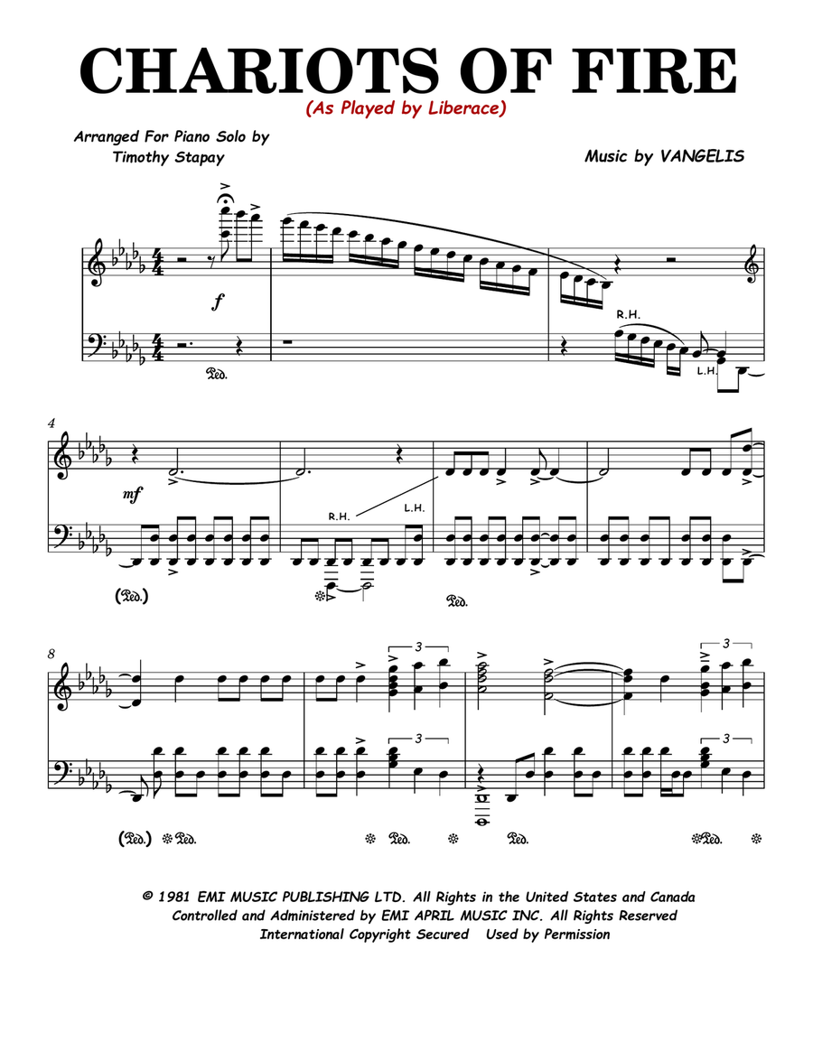 Chariots Of Fire Piano Solo scores gallery preview page 1