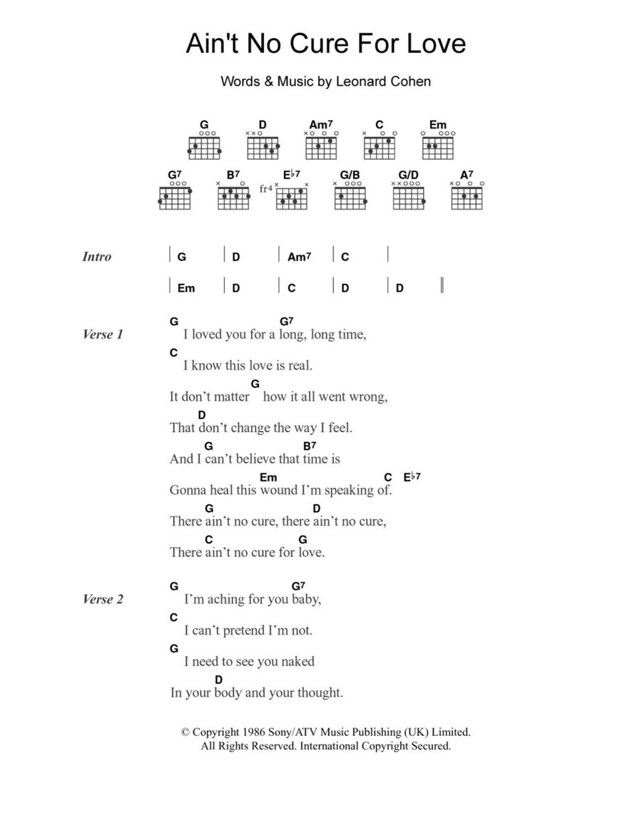 Ain't No Cure For Love Acoustic Guitar scores gallery preview page 1