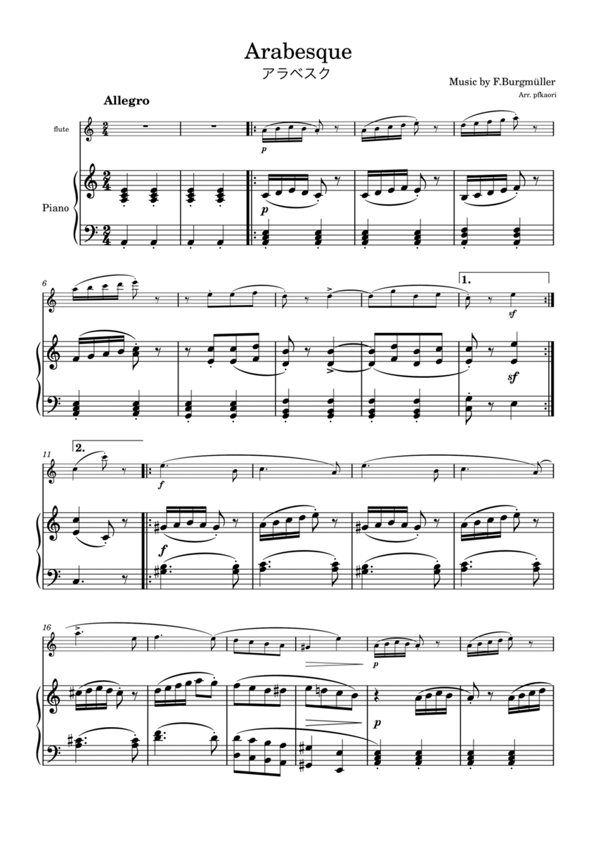 Burgmüller "Arabesque" flute & piano image number null